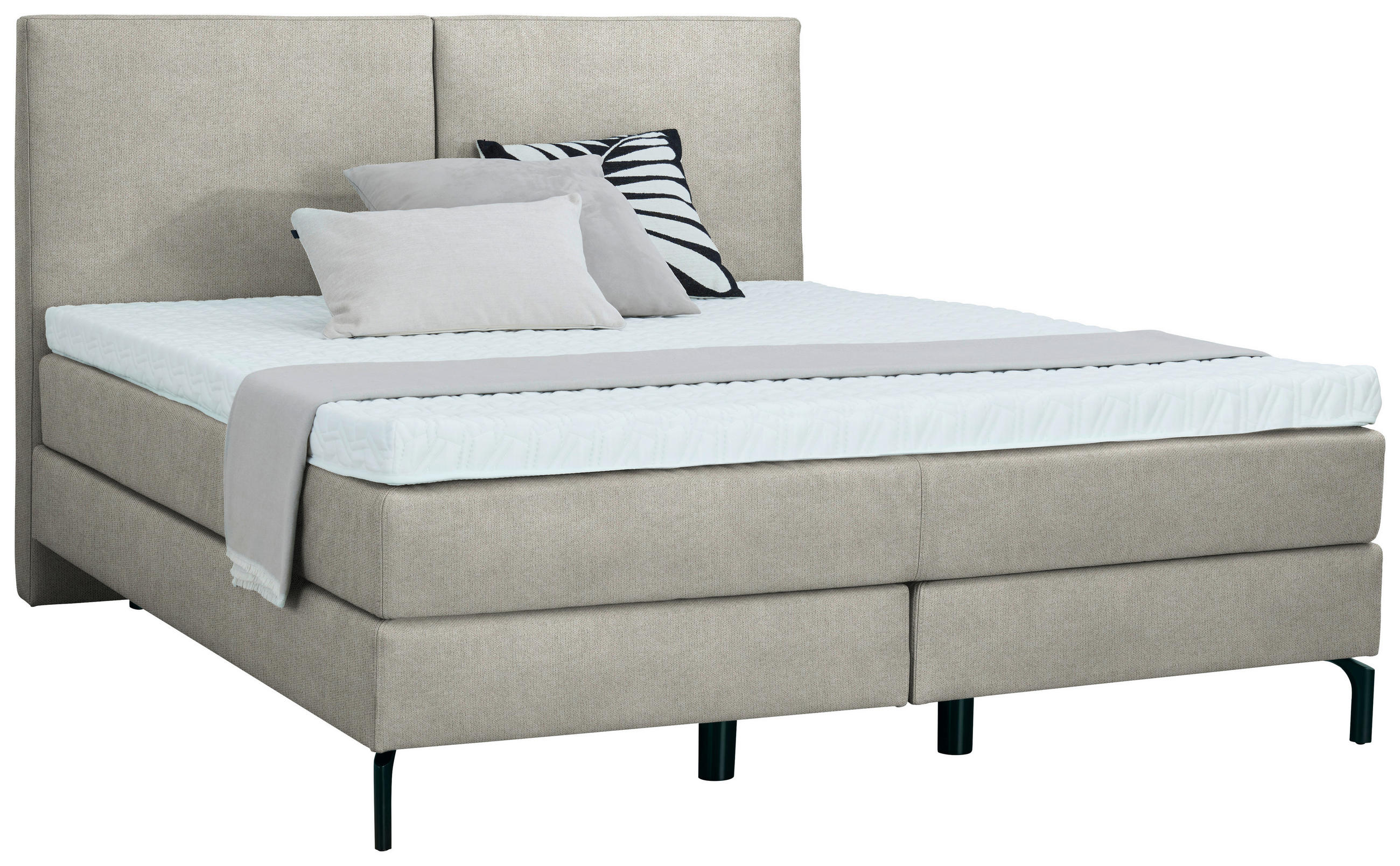 BOXSPRINGBETT 180/200 cm  in Beige  - Beige/Schwarz, KONVENTIONELL, Textil/Metall (180/200cm) - Dieter Knoll