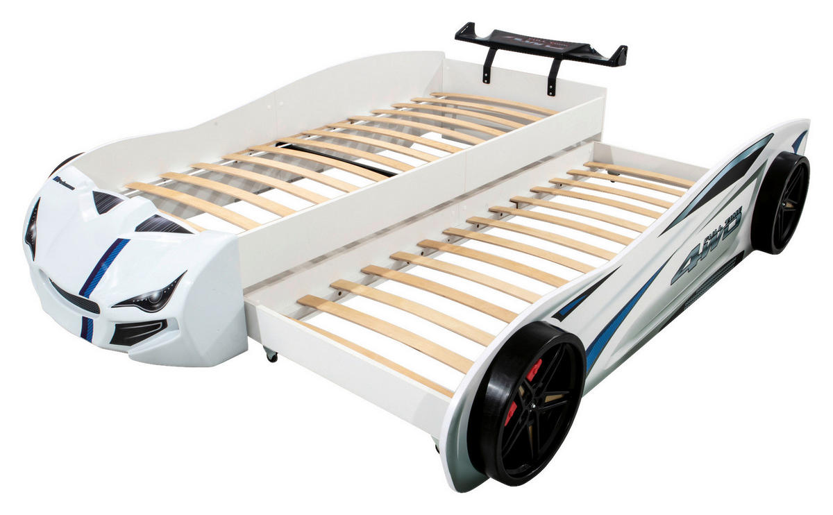 AUSZIEHBETT 90/200 cm  in Weiß  - Schwarz/Braun, KONVENTIONELL, Holz/Holzwerkstoff (90/200cm) - Xora