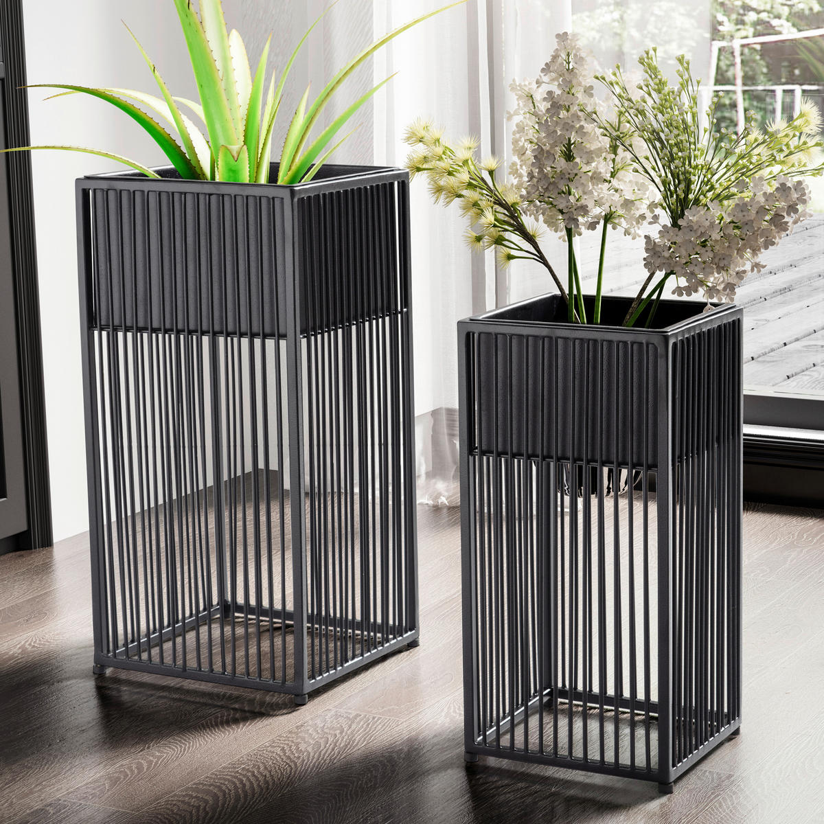 SADA OBALOV NA KVETINÁČ kov,  - čierna, Design, kov - MID.YOU