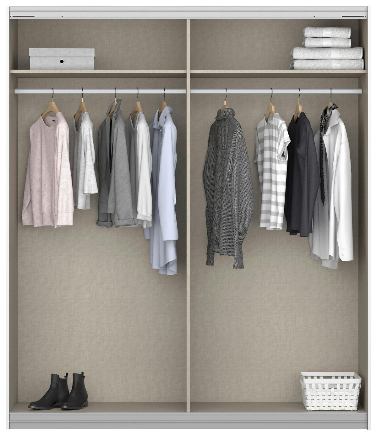 SCHWEBETÜRENSCHRANK 226/210/62 cm,  in Grau, 2 Tür(en)  - Alufarben/Grau, KONVENTIONELL, Holzwerkstoff/Kunststoff (226/210/62cm) - home24