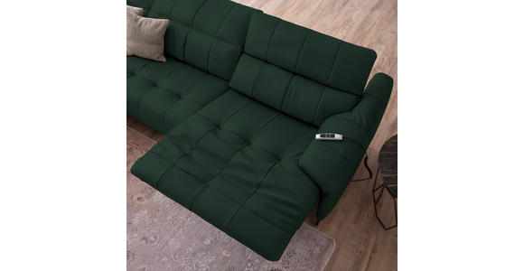 ECKSOFA in Echtleder Opal 165/313 cm - Opal/Schwarz, Design, Leder/Metall (165/313cm) - Emilio Belluti