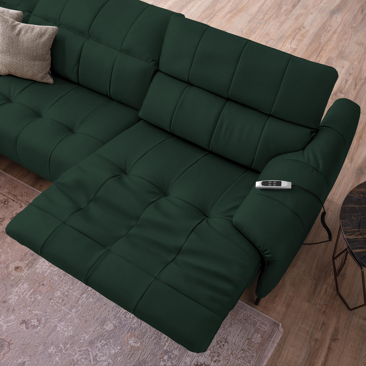 ECKSOFA in Echtleder Opal  - Opal/Schwarz, Design, Leder/Metall (165/313cm) - Emilio Belluti