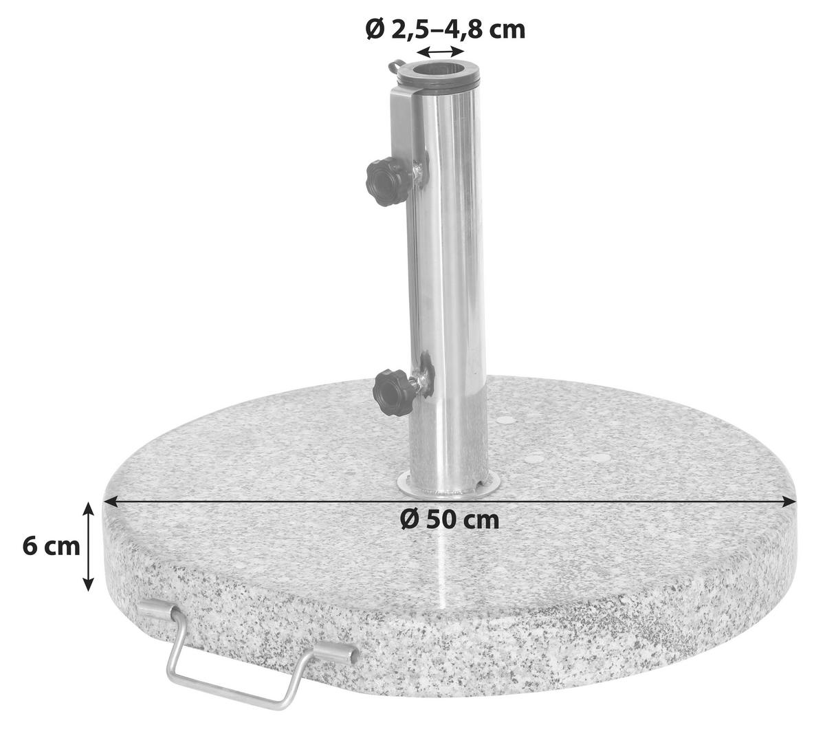 SONNENSCHIRMSTÄNDER - Silberfarben/Hellgrau, KONVENTIONELL, Stein/Metall (50/6/50cm) - Siena Garden