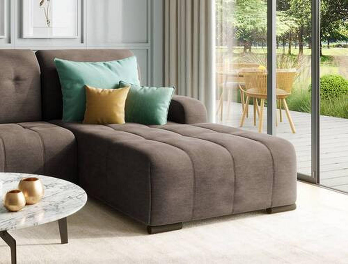 ECKSOFA Dunkelbraun Mikrofaser  - Dunkelbraun/Schwarz, MODERN, Textil/Metall (185/292cm) - Livetastic