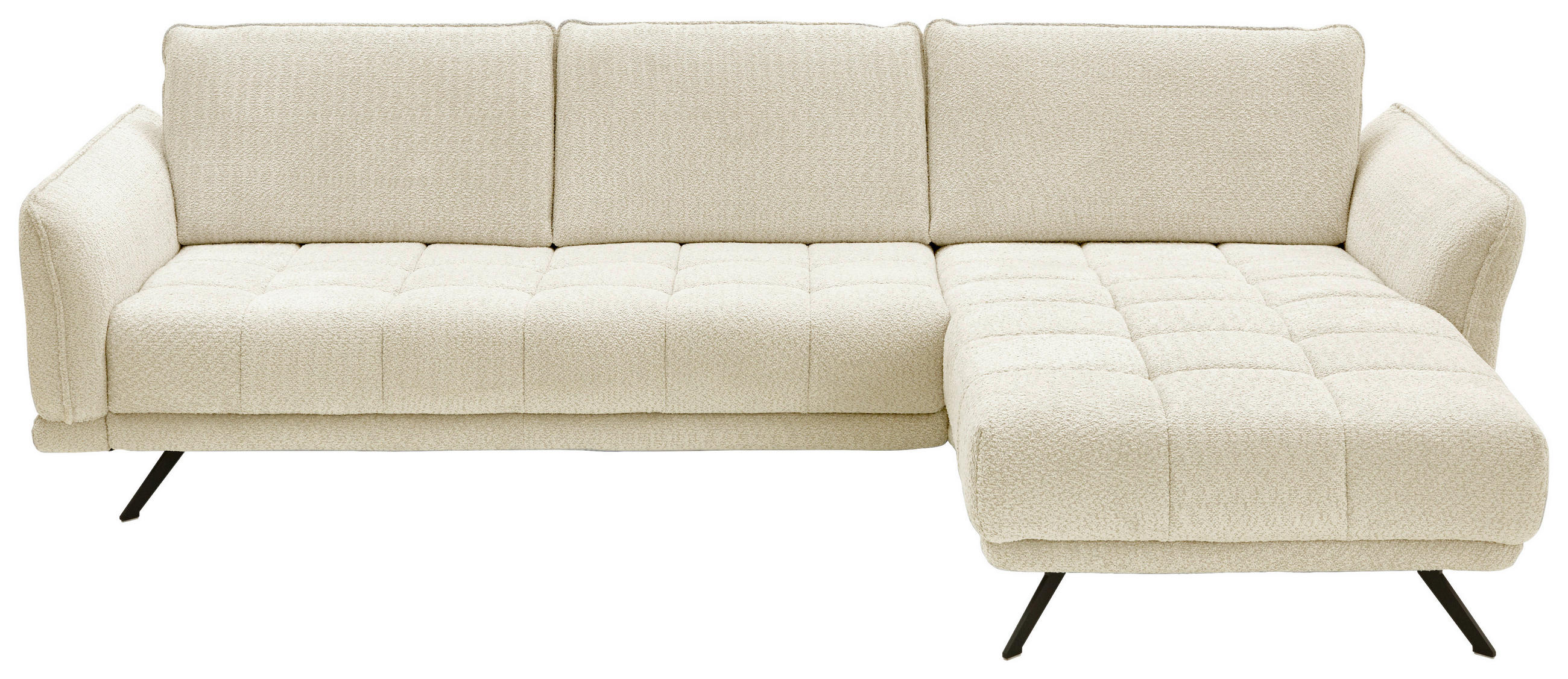 ECKSOFA in Chenille Naturfarben  285/178 cm  - Schwarz/Naturfarben, KONVENTIONELL, Textil/Metall (285/178cm) - Carryhome