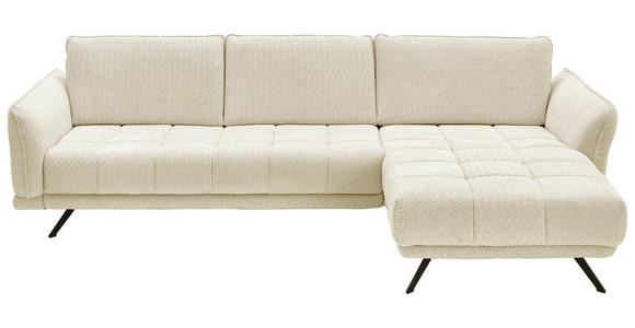 ECKSOFA  in Chenille Naturfarben  285/178 cm  - Schwarz/Naturfarben, KONVENTIONELL, Textil/Metall (285/178cm) - Carryhome
