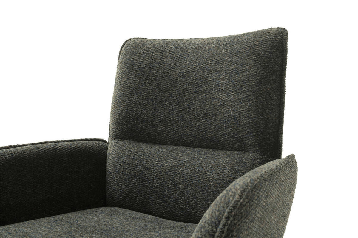 ARMLEHNSTUHL  Sitzfläche 360° drehbar, automatische Rückholfunktion Webstoff  Schwarz, Olivgrün  - Schwarz/Olivgrün, Design, Textil/Metall (62/92/65cm) - Novel