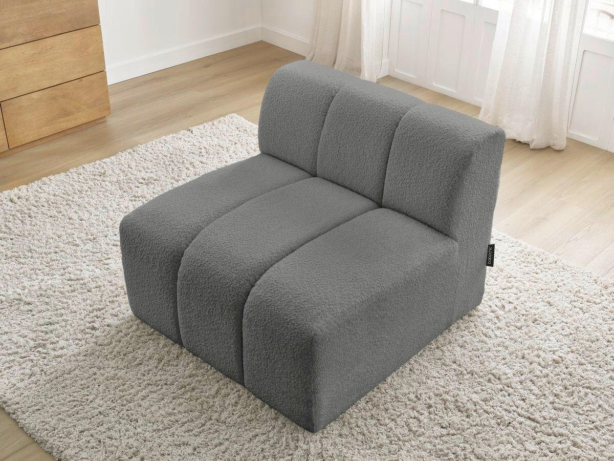 SOFAELEMENT ANNECY Bouclé Dunkelgrau  - Dunkelgrau/Schwarz, MODERN, Kunststoff/Textil (91/72/91cm)