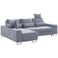 ECKSOFA Grau Flachgewebe  - Grau, Design, Textil/Metall (188/260cm) - Hom`in