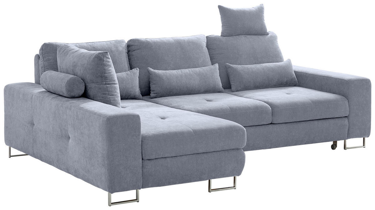 ECKSOFA in Flachgewebe Grau  - Grau, Design, Textil/Metall (188/260cm) - Hom`in
