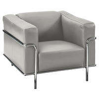 SESSEL in Echtleder Hellgrau  - Chromfarben/Hellgrau, Design, Leder/Metall (91/67/96cm) - Johann Jakob
