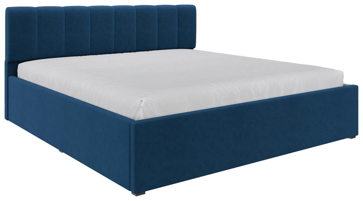 POLSTERBETT 180/200 cm  Royalblau  - Royalblau/Schwarz, Design, Holz/Kunststoff (180/200cm) - Stylife