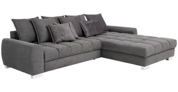 ECKSOFA in Mikrofaser Anthrazit  - Chromfarben/Anthrazit, Design, Kunststoff/Textil (320/226cm) - Carryhome