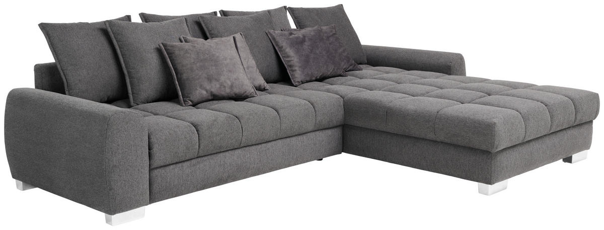 ECKSOFA Anthrazit Webstoff  - Chromfarben/Anthrazit, Design, Kunststoff/Textil (320/226cm) - Carryhome