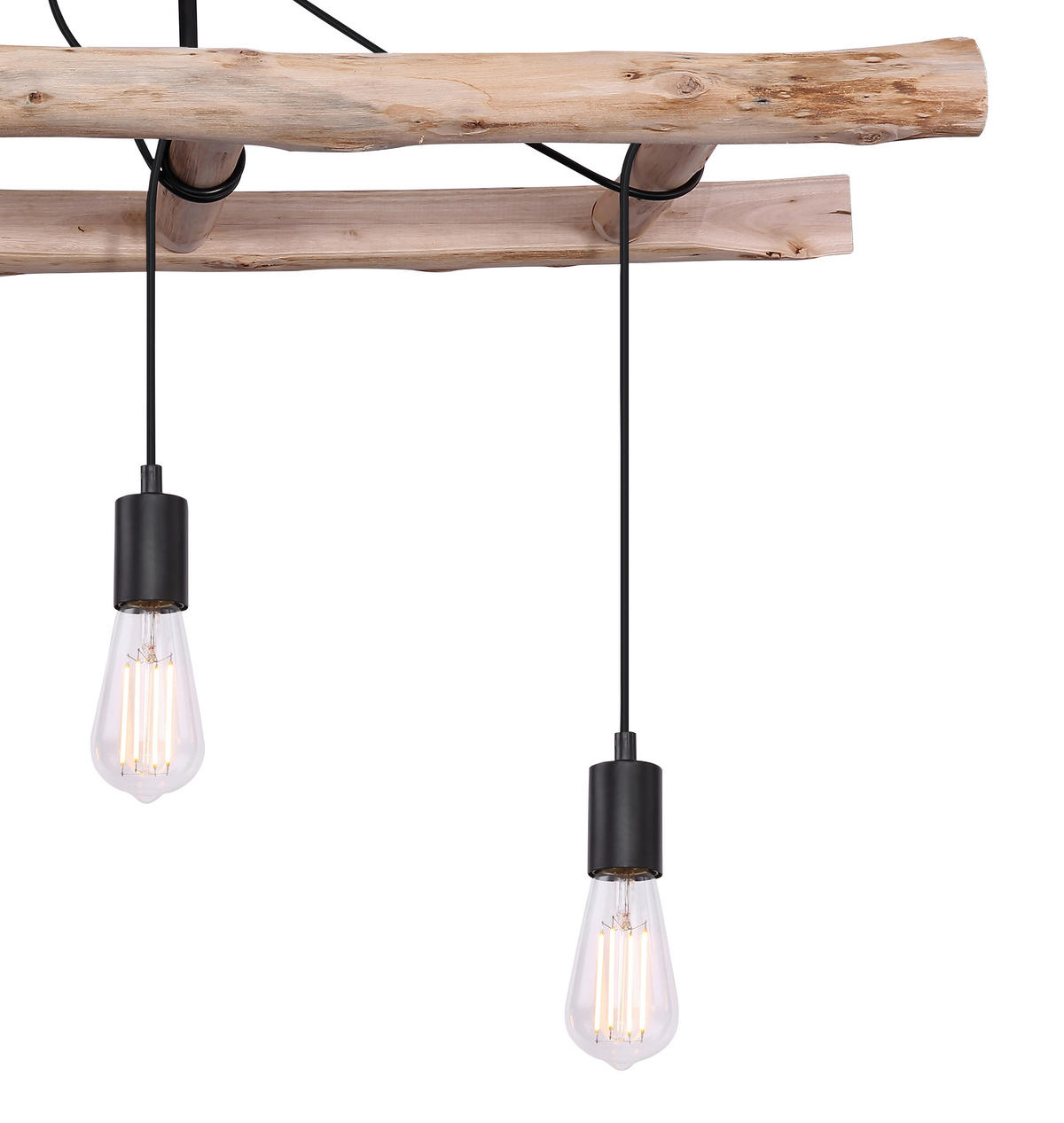HÄNGELEUCHTE 115/30/80 cm  - Schwarz/Naturfarben, Natur, Holz/Metall (115/30/80cm) - Globo