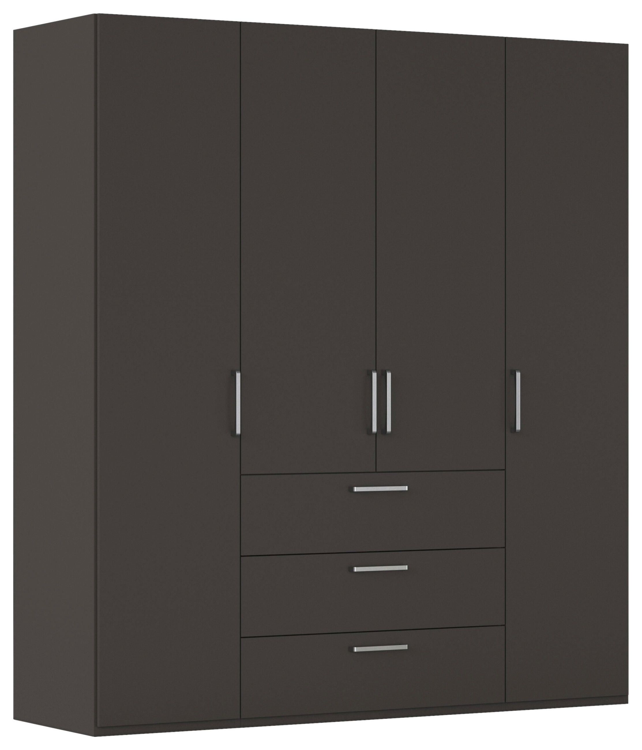 DREHTÜRENSCHRANK 201/235/61 cm,  in Graphitfarben, 4-türig  - Edelstahlfarben/Graphitfarben, Basics, Holzwerkstoff/Metall (201/235/61cm) - Novel