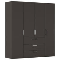 DREHTÜRENSCHRANK 201/235/61 cm,  in Graphitfarben, 4-türig  - Edelstahlfarben/Graphitfarben, Basics, Holzwerkstoff/Metall (201/235/61cm) - Novel