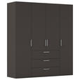 DREHTÜRENSCHRANK 201/223/61 cm,  in Graphitfarben, 4-türig  - Edelstahlfarben/Graphitfarben, Basics, Holzwerkstoff/Metall (201/223/61cm) - Novel