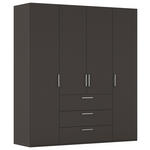 DREHTÜRENSCHRANK 201/223/61 cm,  in Graphitfarben, 4-türig  - Edelstahlfarben/Graphitfarben, Basics, Holzwerkstoff/Metall (201/223/61cm) - Novel