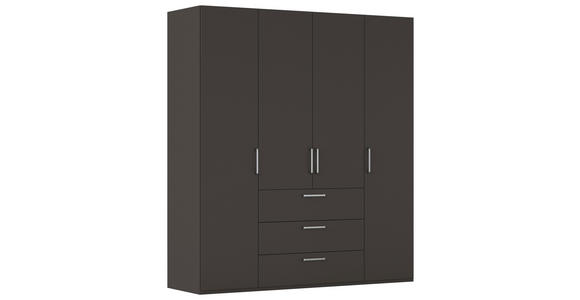 DREHTÜRENSCHRANK 201/223/61 cm,  in Graphitfarben, 4-türig  - Edelstahlfarben/Graphitfarben, Basics, Holzwerkstoff/Metall (201/223/61cm) - Novel