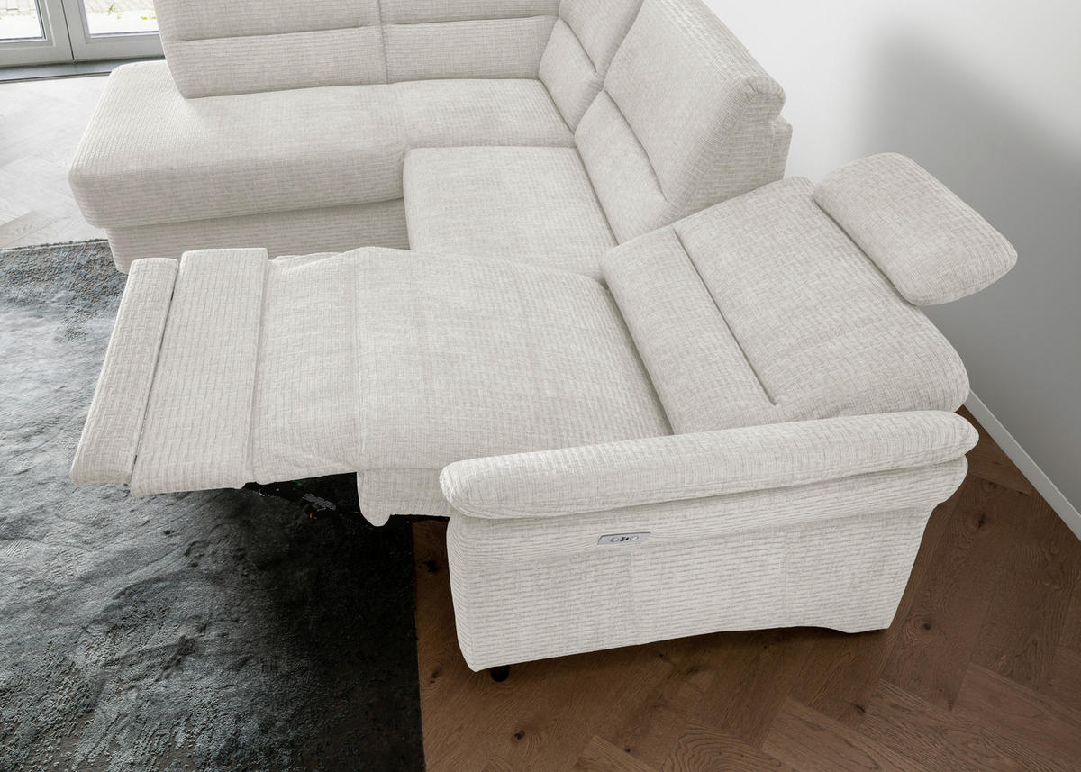 ECKSOFA in Mikrofaser Creme  190/266 cm  - Creme/Schwarz, MODERN, Holz/Textil (190/266cm) - Livetastic