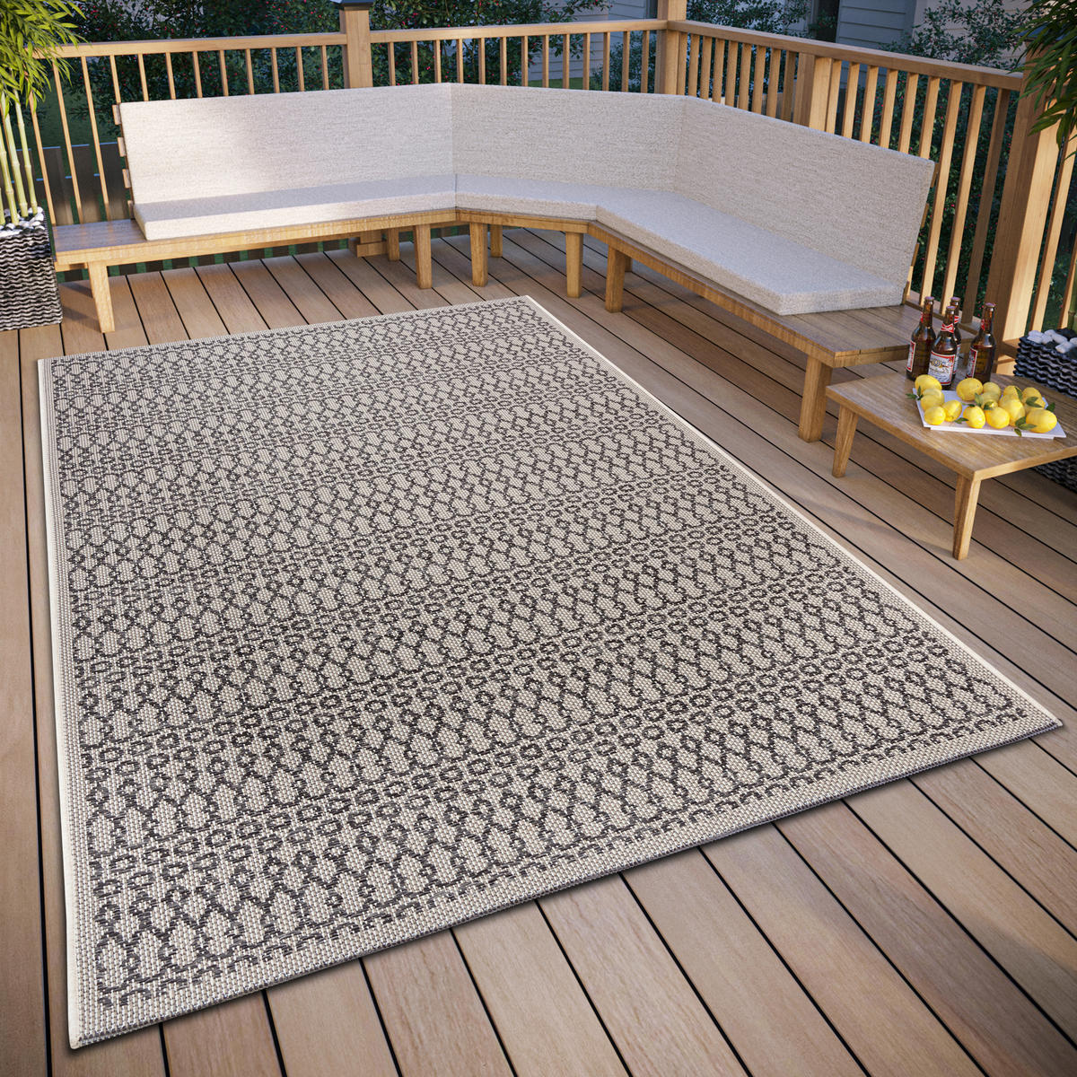 OUTDOORTEPPICH 76/150 cm Clyde Grau, Beige  - Beige/Grau, Design, Kunststoff (76/150cm)