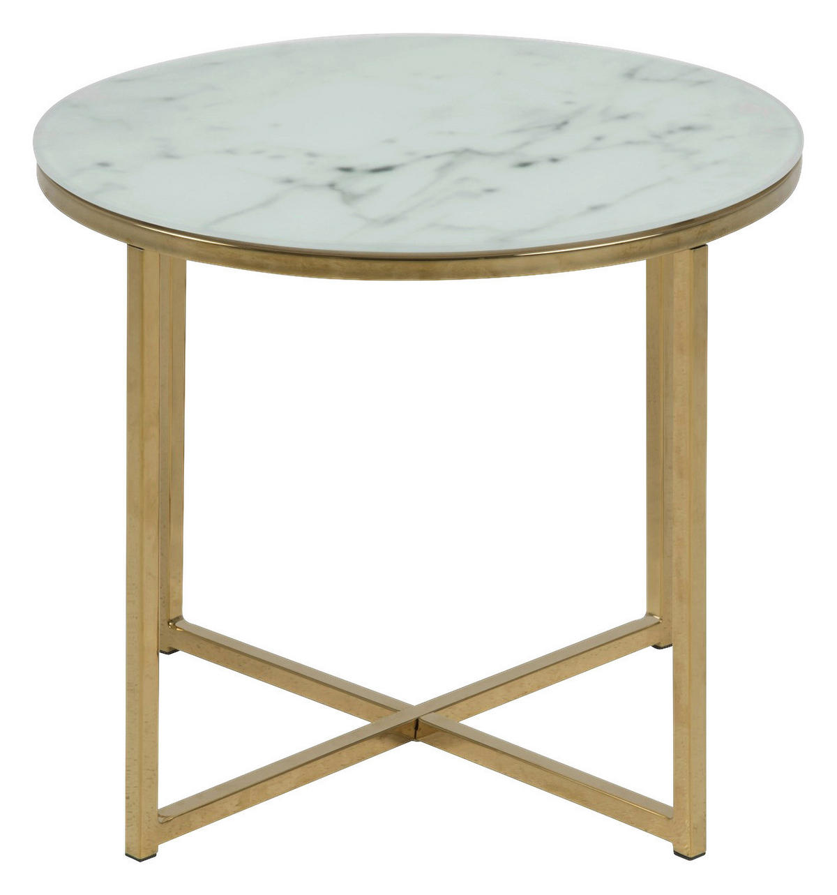 COUCHTISCH in Metall, Glas 50/50/42 cm  - Weiss/Goldfarben, Trend, Glas/Metall (50/50/42cm) - Ambia Home
