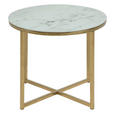 COUCHTISCH in Metall, Glas 50/50/42 cm - Goldfarben/Weiß, Trend, Glas/Metall (50/50/42cm) - Ambia Home