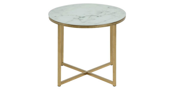COUCHTISCH in Metall, Glas 50/50/42 cm - Goldfarben/Weiß, Trend, Glas/Metall (50/50/42cm) - Ambia Home
