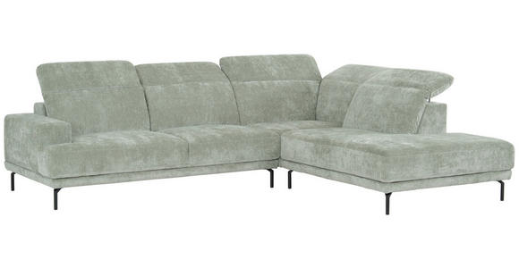 ECKSOFA  in Chenille Mintgrün  307/243 cm  - Schwarz/Mintgrün, Design, Textil/Metall (307/243cm) - Xora