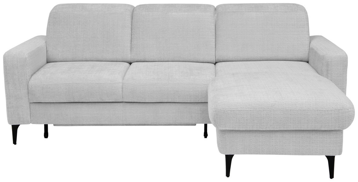 ECKSOFA FABIO Hellgrau Chenille Bettkasten, Kopfteilverstellung  - Hellgrau/Schwarz, Design, Textil/Metall (174/223cm) - Livetastic