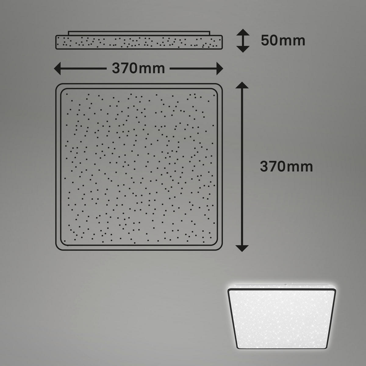 LED SVJETILJKA STROPNA  - crna, Basics, metal/plastika (37/37/5cm)