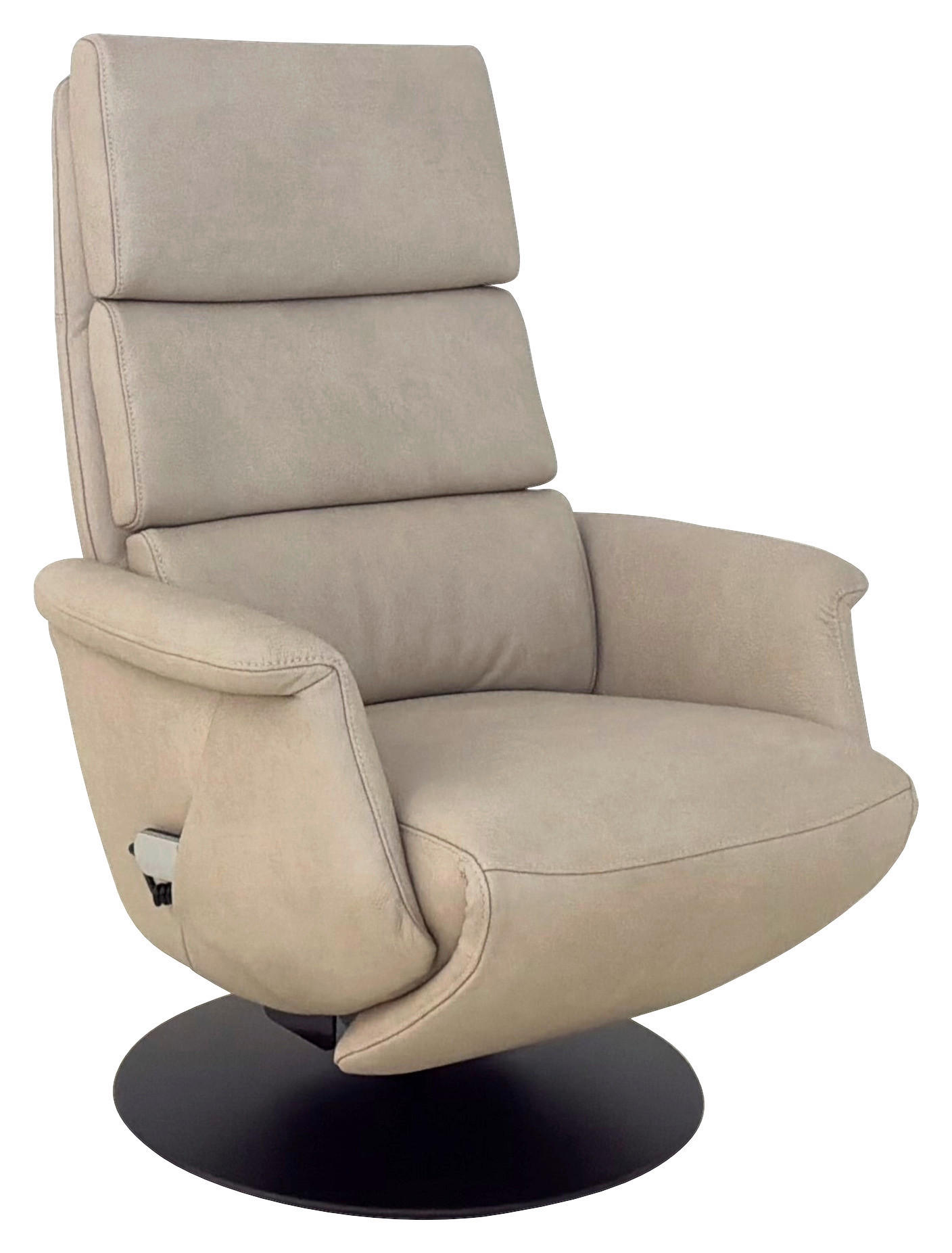 RELAXSESSEL Leder Ecru  - Ecru/Schwarz, Design, Leder/Metall (80/111/90cm) - Cantus