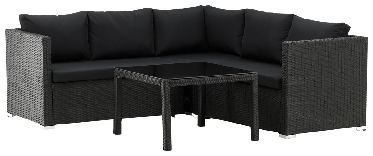 LOUNGEGRUPP  - svart, Klassisk, glas/textil - Gardenson