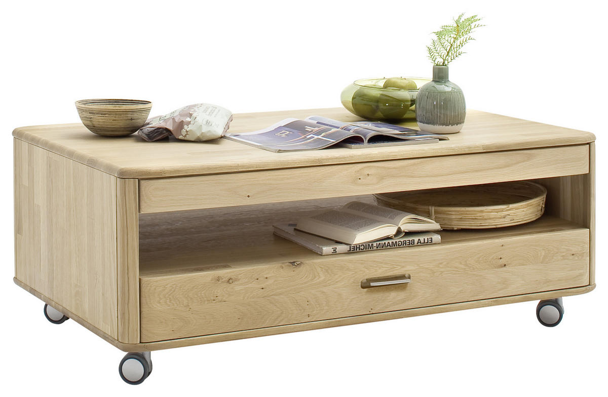 COUCHTISCH in Holz 115/70/45 cm  - Eiche Bianco/Silberfarben, Design, Holz/Kunststoff (115/70/45cm) - Livetastic