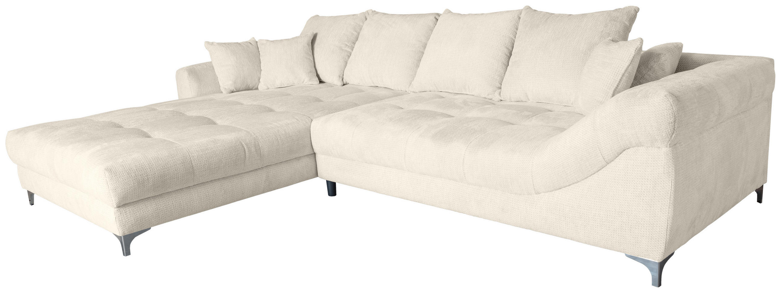 ECKSOFA in Chenille Greige  227/329 cm  - Chromfarben/Greige, KONVENTIONELL, Textil/Metall (227/329cm) - Carryhome