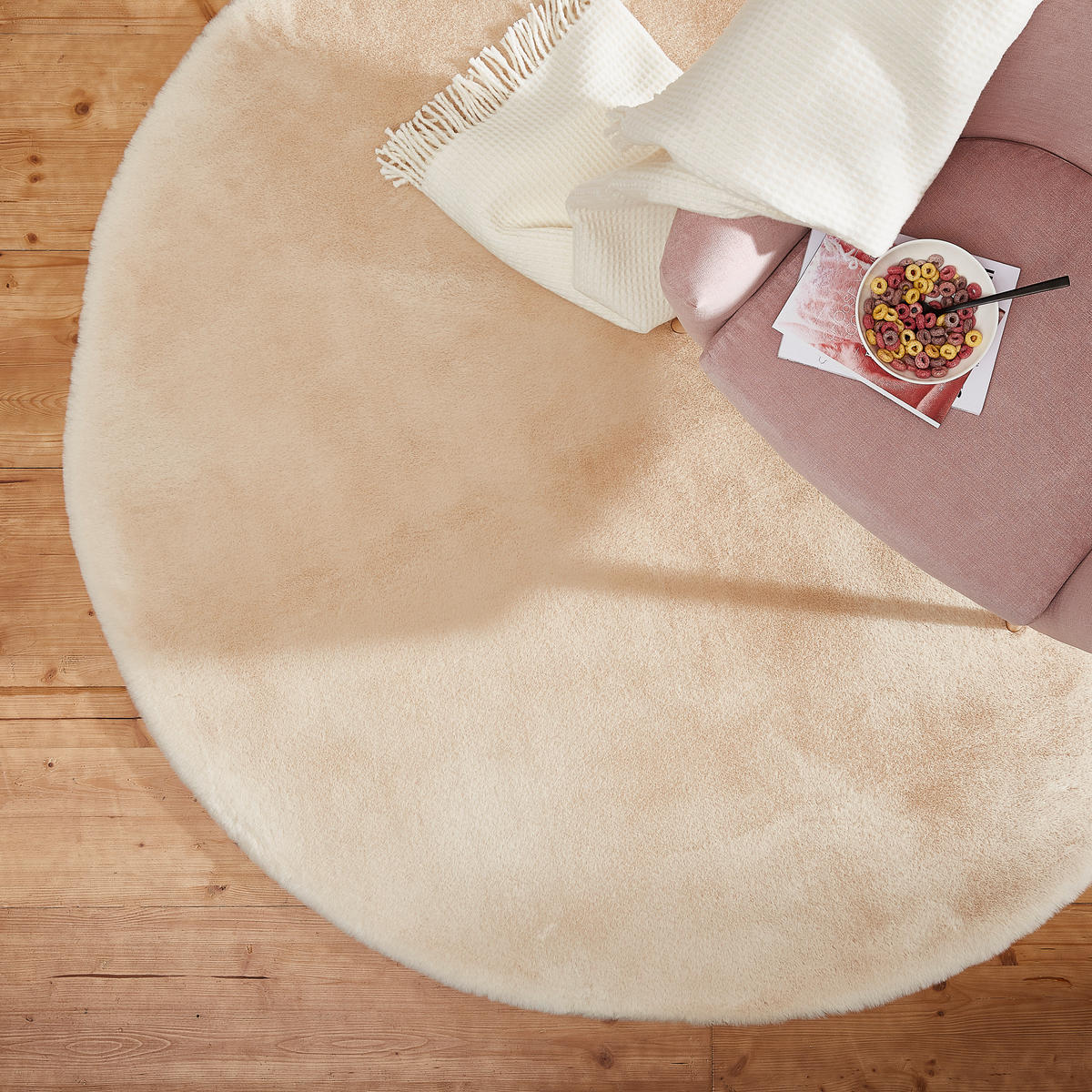 HOCHFLORTEPPICH 120 cm LIMA Beige rund  - Beige, Design, Textil (120cm) - Novel