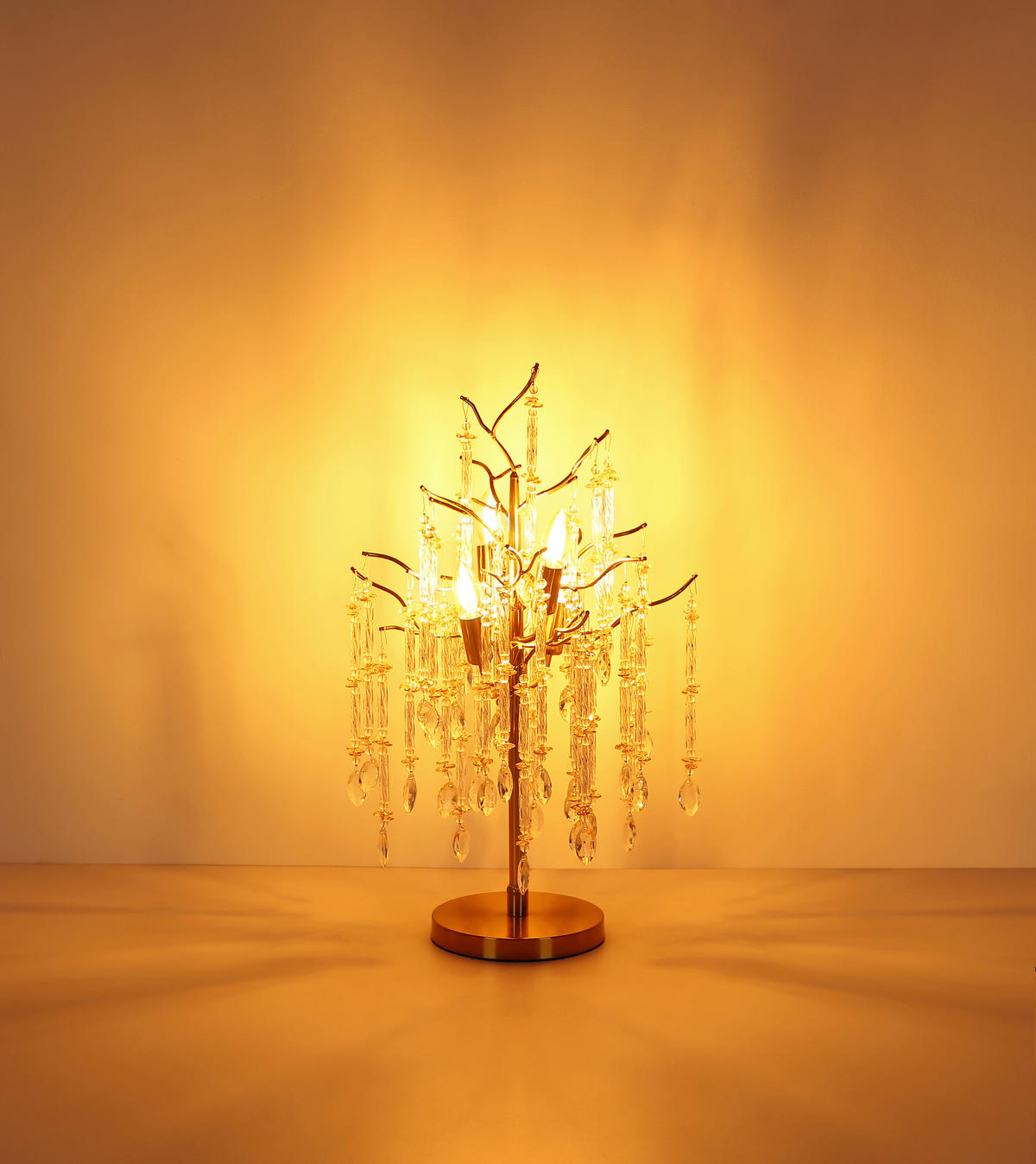 TISCHLEUCHTE 41/67 cm   - Klar/Goldfarben, KONVENTIONELL, Glas/Kunststoff (41/67cm) - Globo