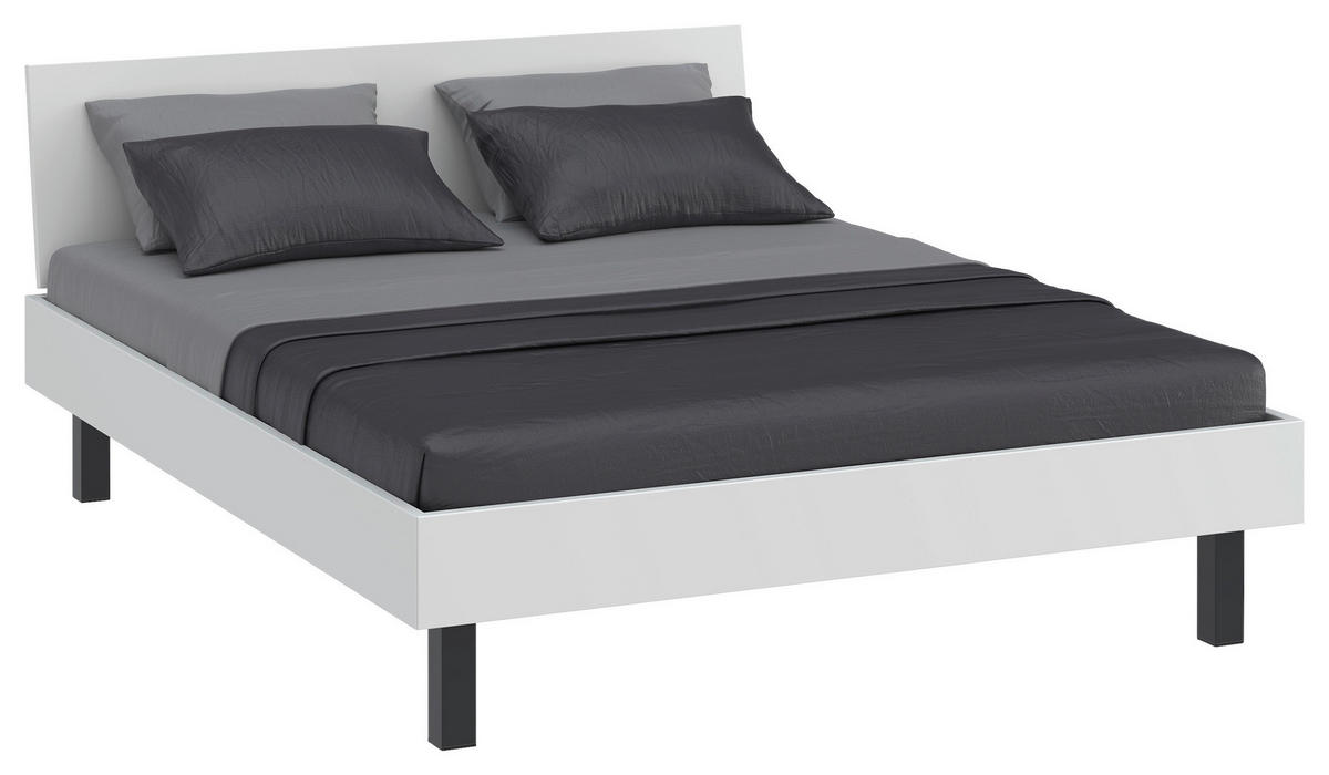 BETT 160/200 cm,  in Weiß  - Schwarz/Weiß, Design, Metall (160/200cm) - Xora