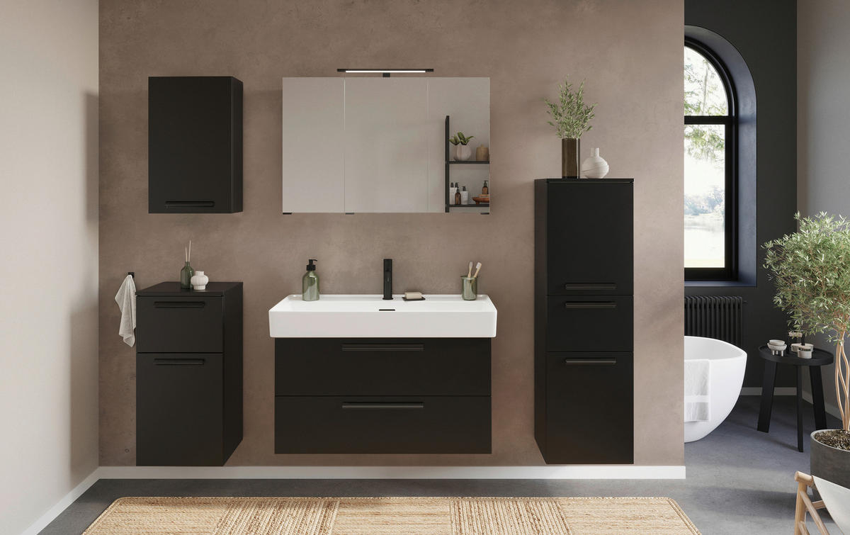 MIDISCHRANK 40/130/35 cm  - Schwarz, KONVENTIONELL, Holzwerkstoff/Kunststoff (40/130/35cm) - Xora