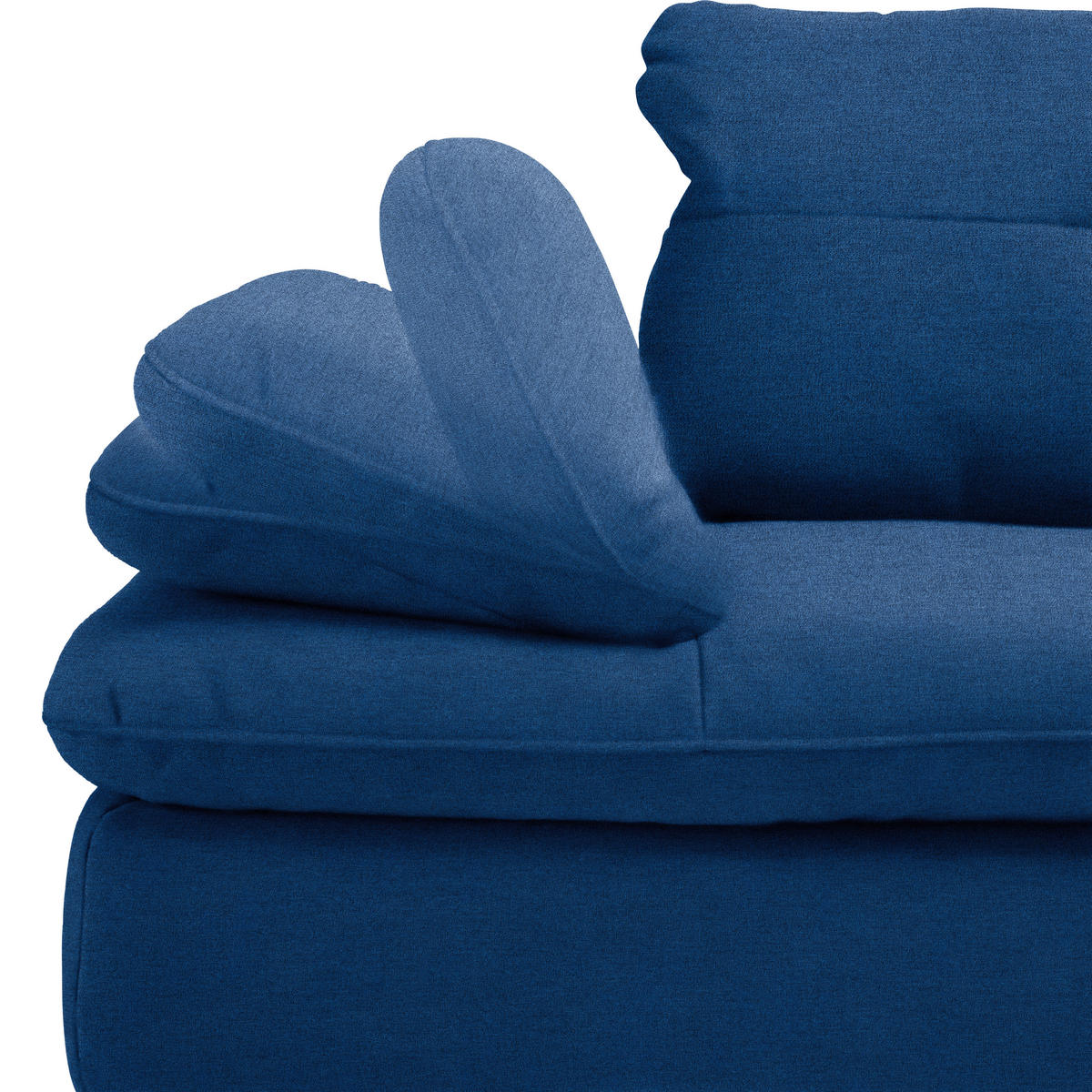 ECKSOFA in Flachgewebe Blau  - Blau/Schwarz, Design, Textil/Metall (344/271cm) - Chilliano