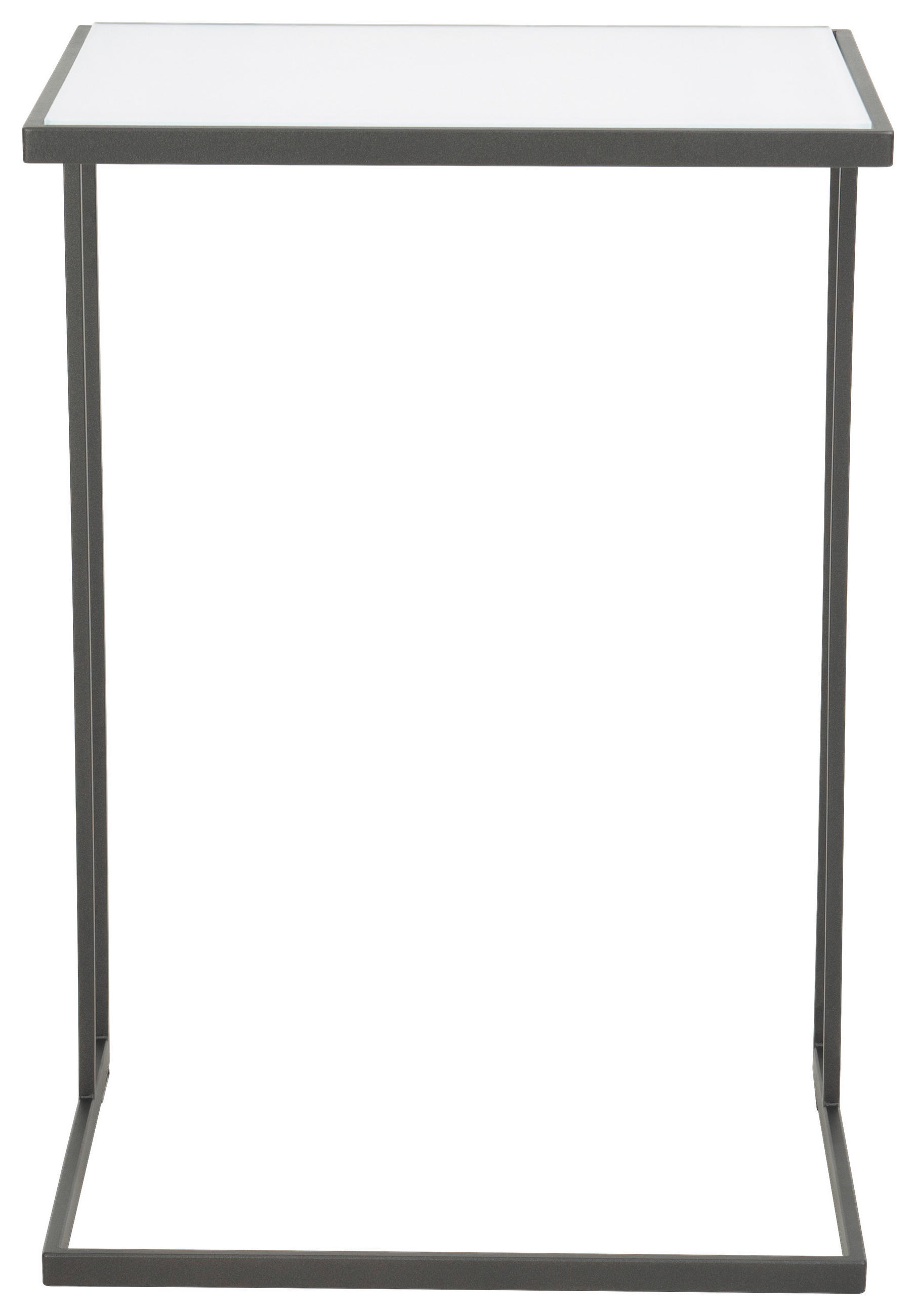 BEISTELLTISCH in Glas 47/38/68 cm  - Weiss/Anthrazit, Design, Glas/Metall (47/38/68cm) - Johann Jakob