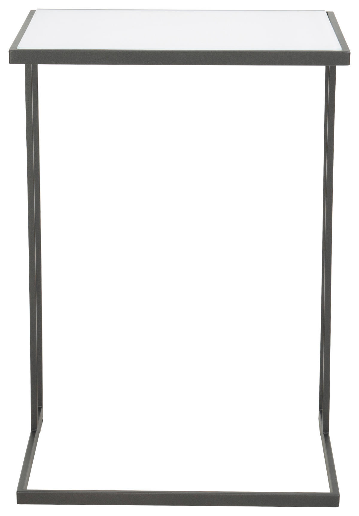 BEISTELLTISCH in Glas 47/38/68 cm  - Weiss/Anthrazit, Design, Glas/Metall (47/38/68cm) - Johann Jakob