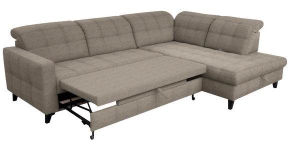 ECKSOFA in Webstoff Beige 297/216 cm - Beige/Schwarz, Design, Holz/Textil (297/216cm) - Xora