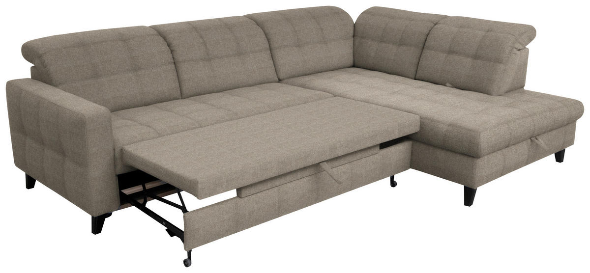 ECKSOFA in Webstoff Beige  297/216 cm  - Beige/Schwarz, Design, Holz/Textil (297/216cm) - Xora