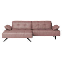 SEDACÍ SOUPRAVA, kůže, růžová - růžová/antracitová, Design, kov/kůže (165/280cm) - Joop!