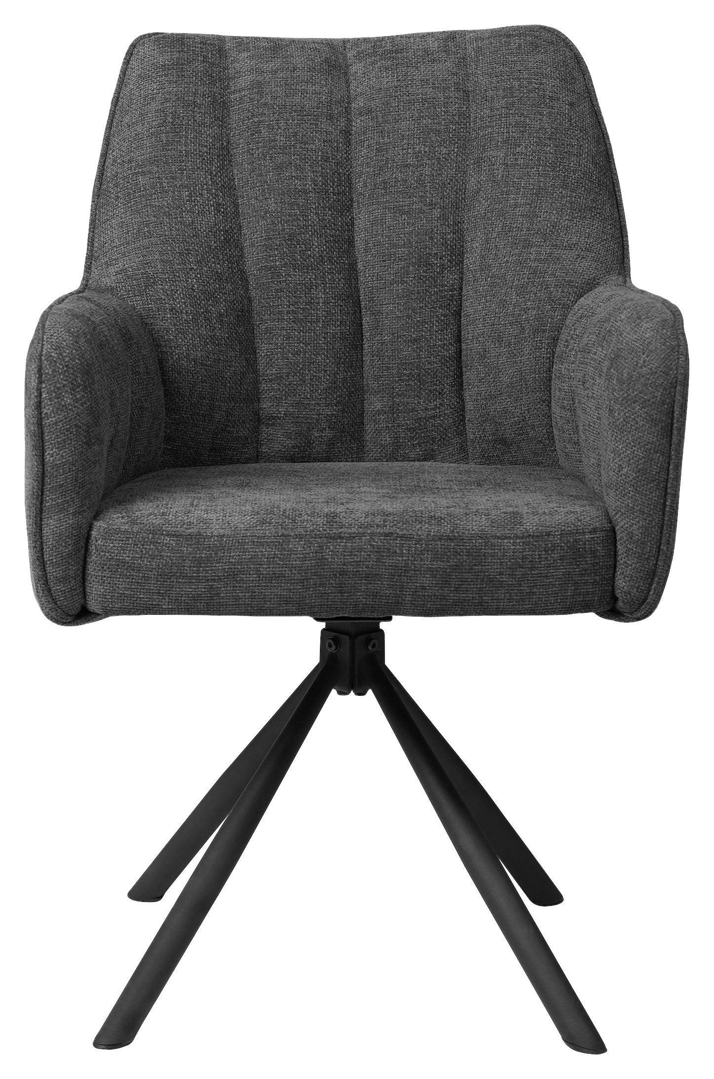 ARMLEHNSTUHL  in Eisen Webstoff  - Schwarz/Grau, Design, Textil/Metall (58/91/65cm) - Carryhome