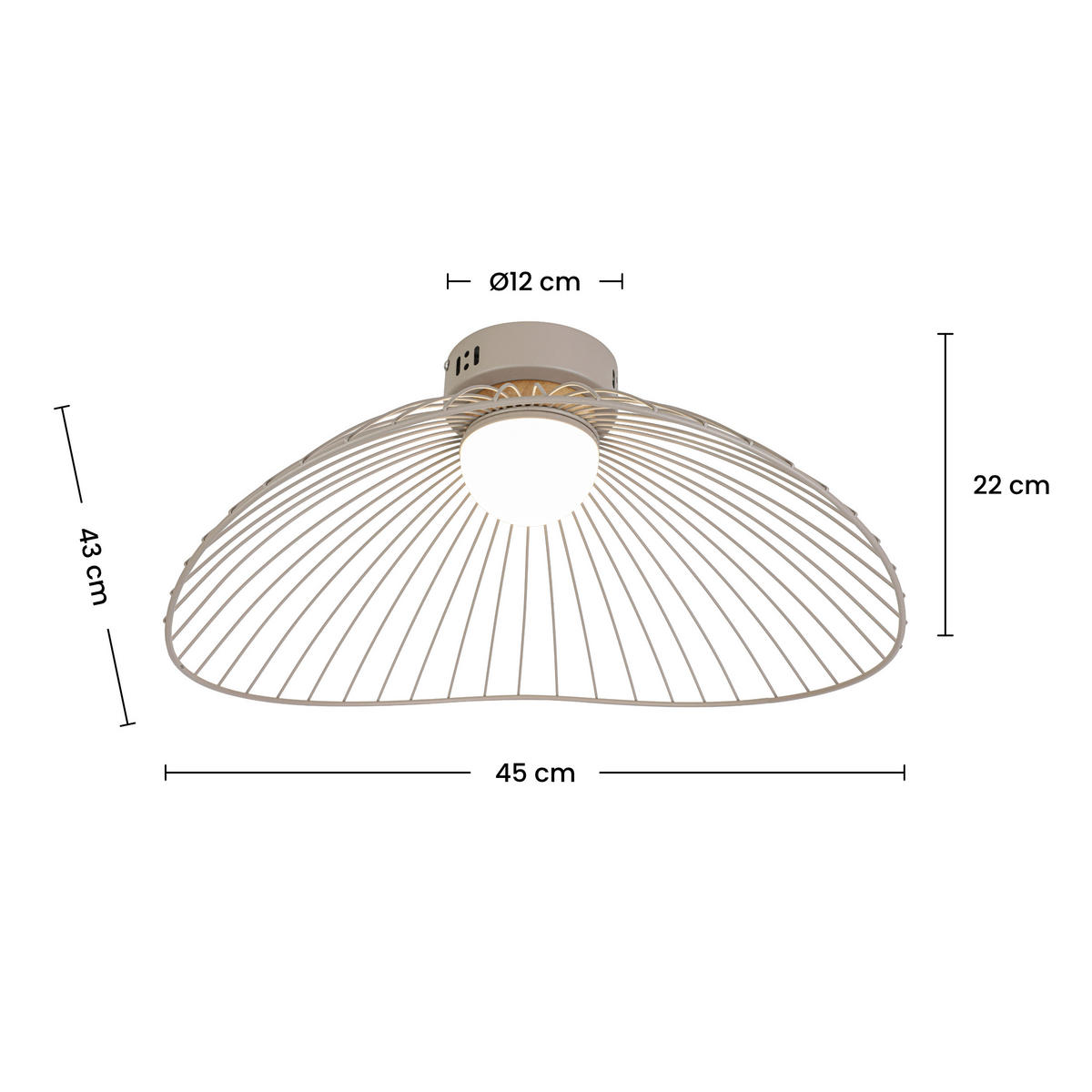 DECKENLEUCHTE 45/43/22,5 cm  - Sandfarben/Naturfarben, Trend, Holz/Kunststoff (45/43/22,5cm) - Collett's Monde