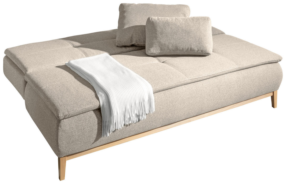 BOXSPRINGSOFA in Webstoff Beige  - Eichefarben/Beige, Design, Holz/Textil (202/78/93/100cm) - Venda