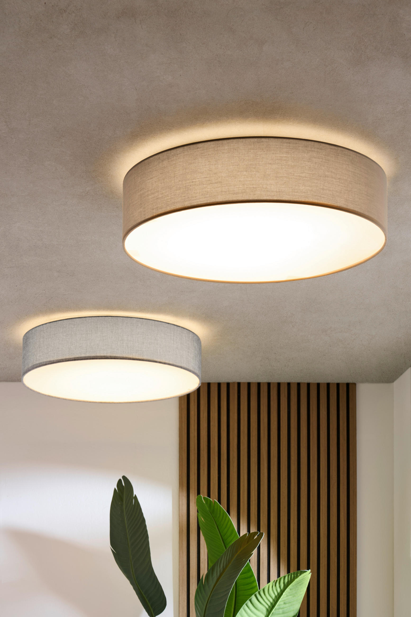 LED-DECKENLEUCHTE Romaro-Z  Smart 57/15 cm   - Taupe/Weiß, Basics, Kunststoff/Textil (57/15cm) - Eglo